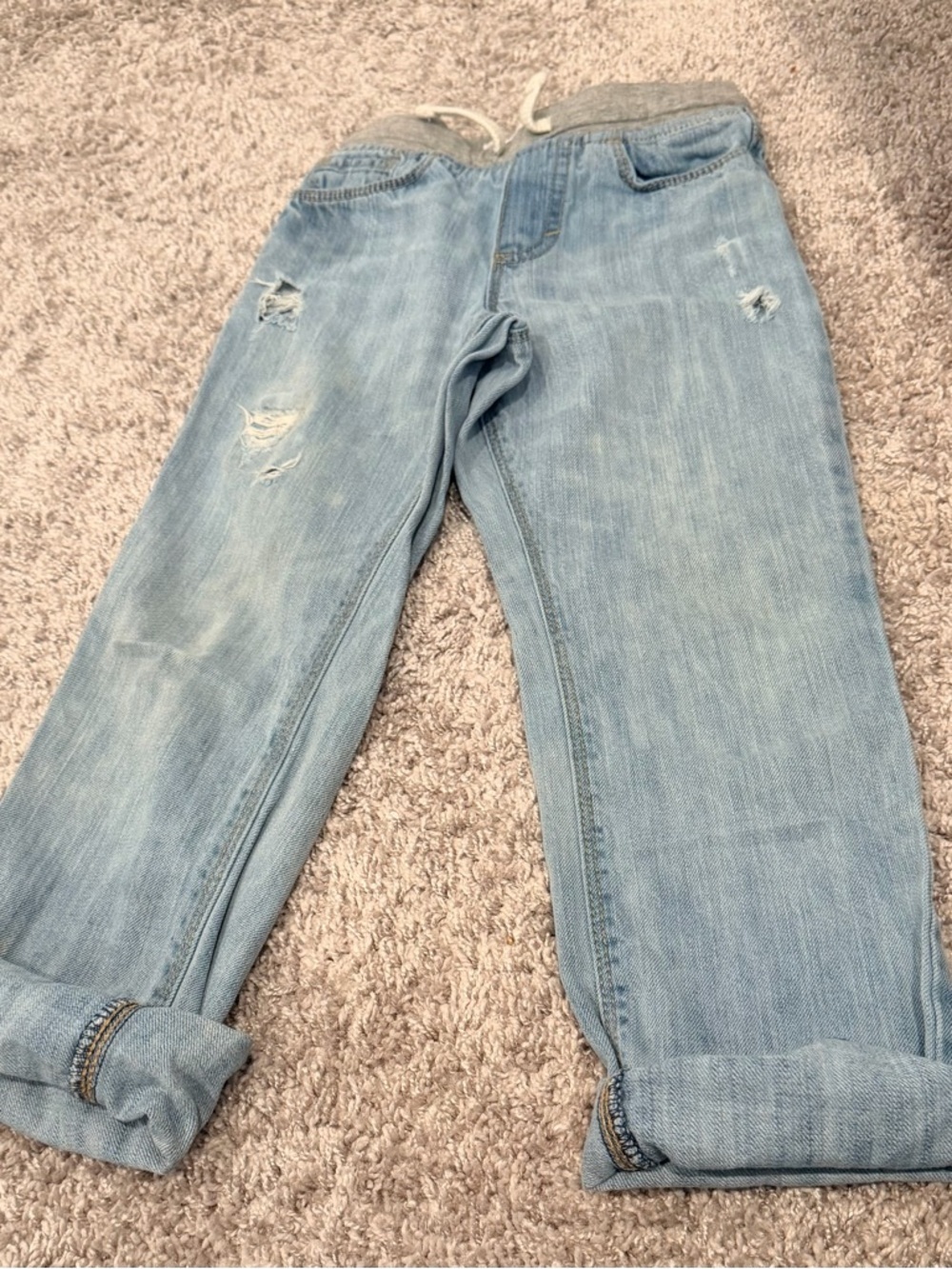 Old Navy Light Blue Kids Drawstring Waist Boyfriend Jeans